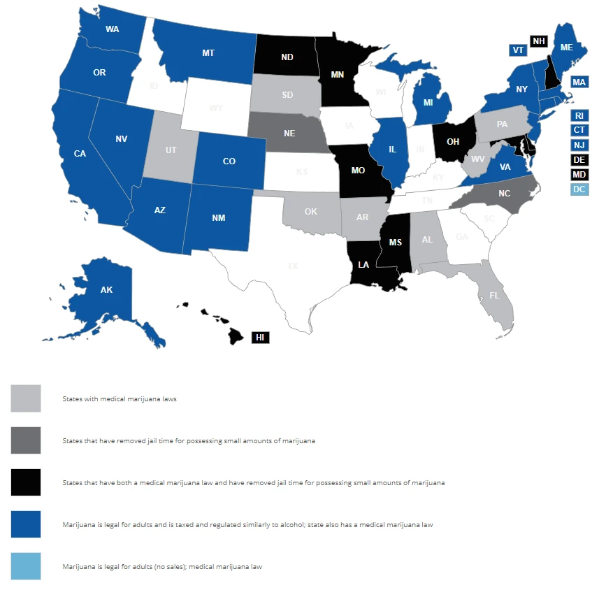 Marijuana Policy Project state policy map.