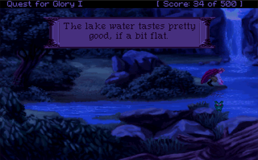 Quest for Glory I: So You Want to Be A Hero screenshot lake nighttime
