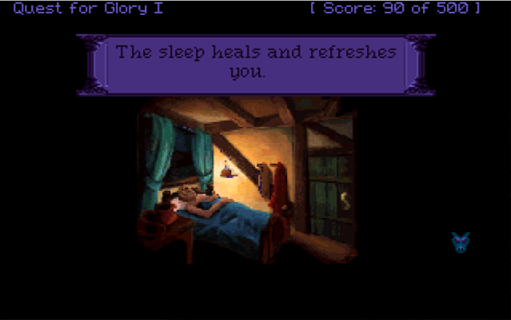 Quest for Glory I: So You Want to Be A Hero screenshot hero sleeping at inn